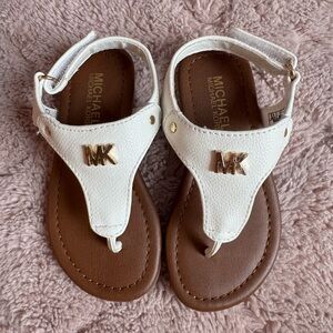 Michael Kors Kids White and Brown Sandals